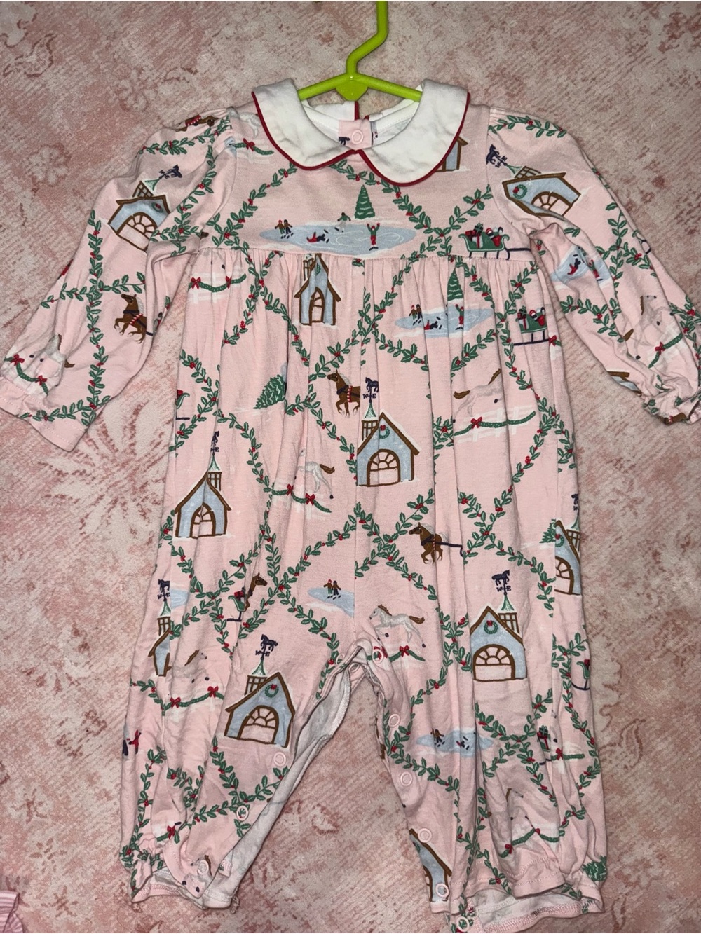 The Beaufort Bonnet Company Pink Holiday Smocked Baby Romper 6-12m
